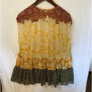Free People size S Gotta Have You Boho Tiered Tunic Top Color: Marigold Combo